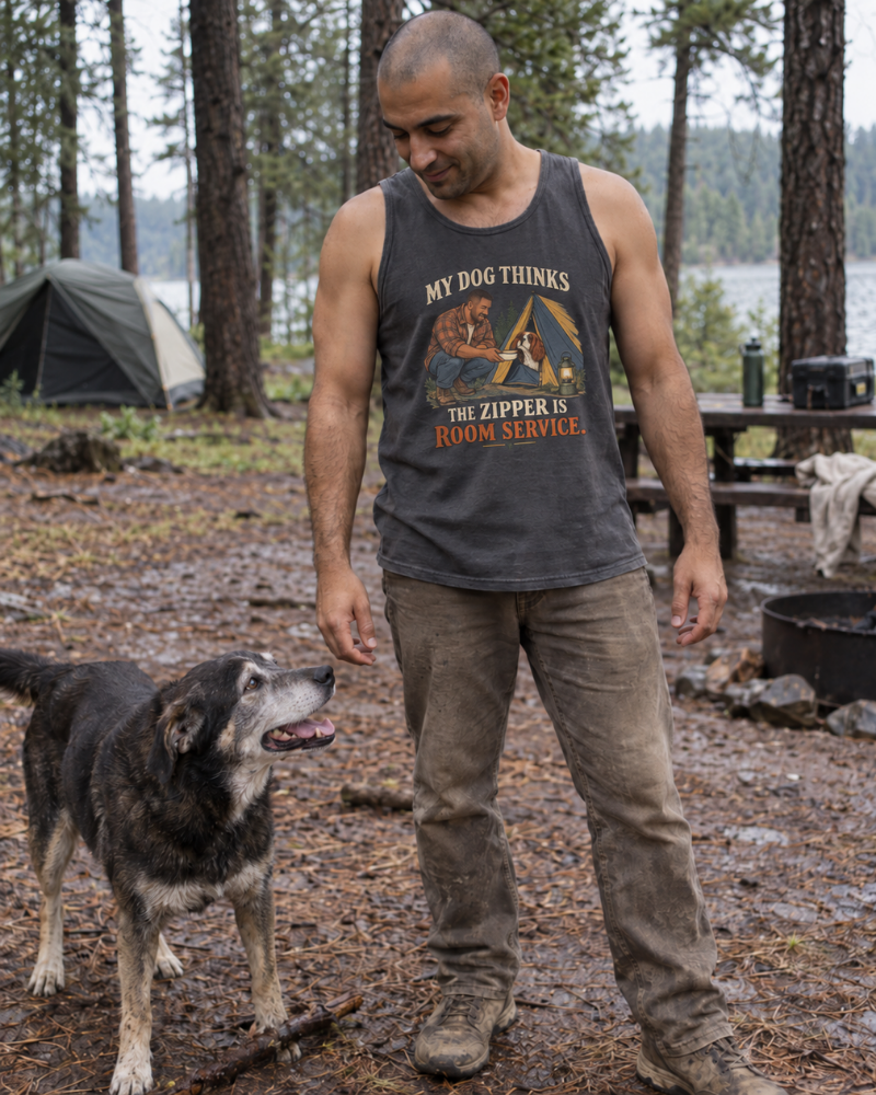 Hiker wearing the ‘Leave Only Footprints’ tee on a trail