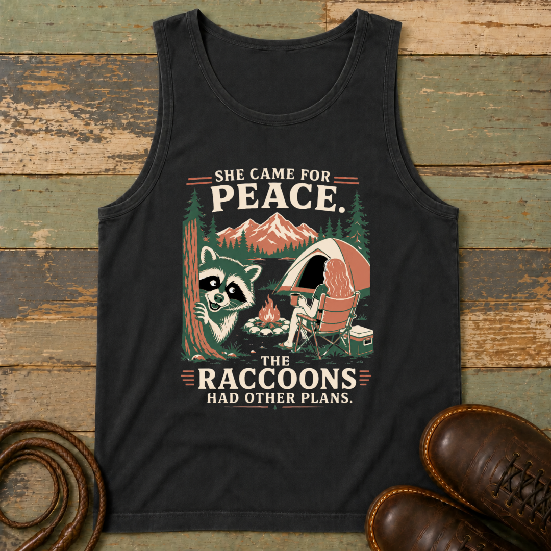 She Came for Peace. The Raccoons Had Other Plans — Tank Top