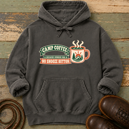 Camp Coffee Because Sunrise Has No Snooze Button — Hoodie