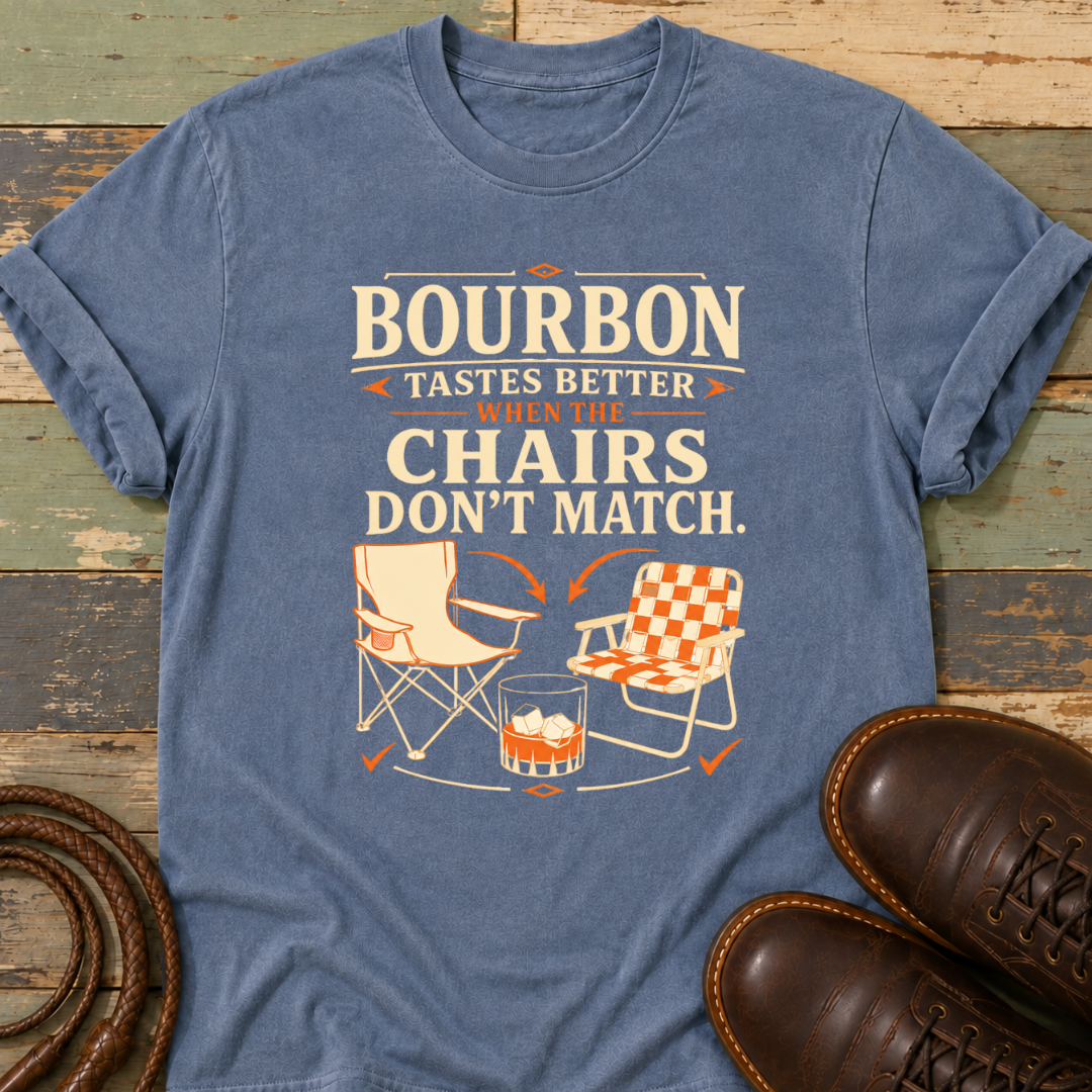 Bourbon Tastes Better When the Chairs Don't Match — T-Shirt