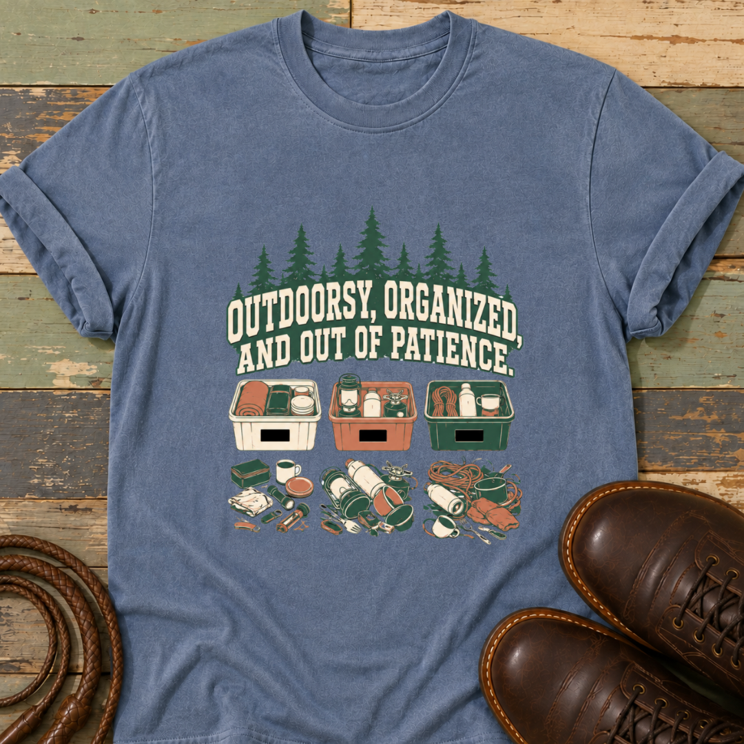 Outdoorsy, Organized and Out of Patience — T-Shirt