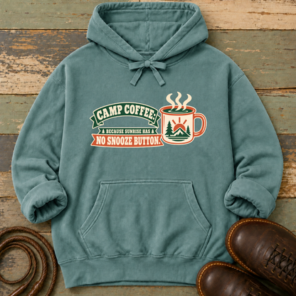 Camp Coffee Because Sunrise Has No Snooze Button — Hoodie