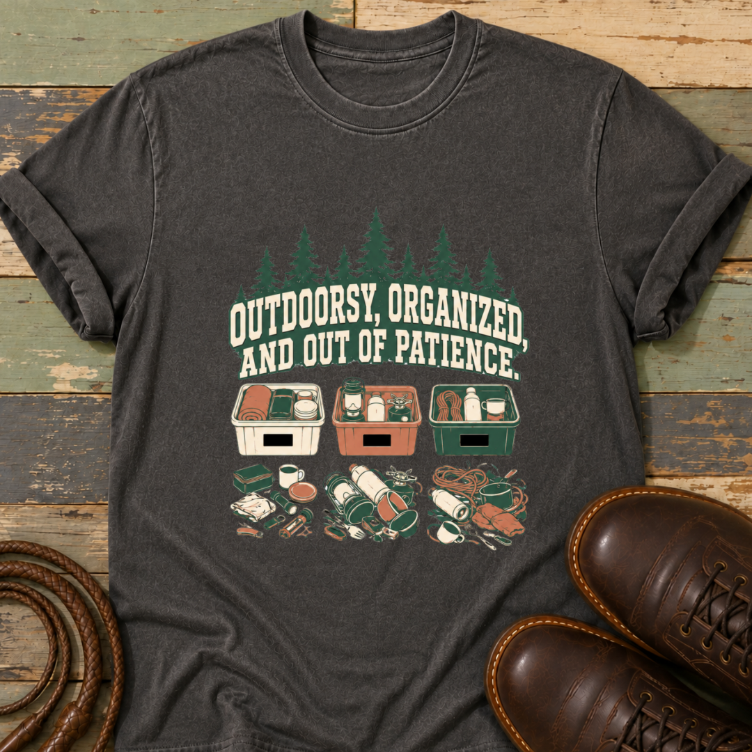 Outdoorsy, Organized and Out of Patience — T-Shirt