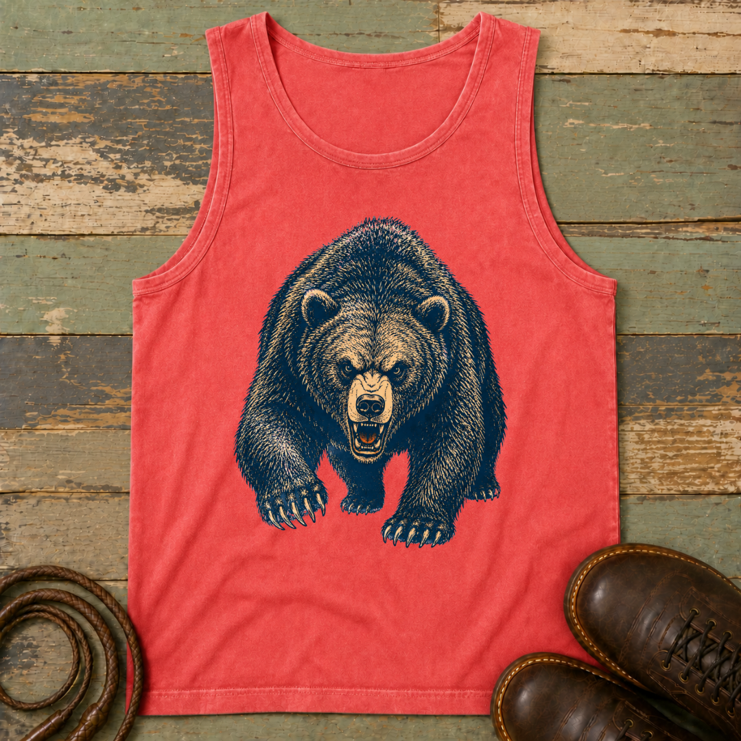 Angry Bear Charging — Tank Top
