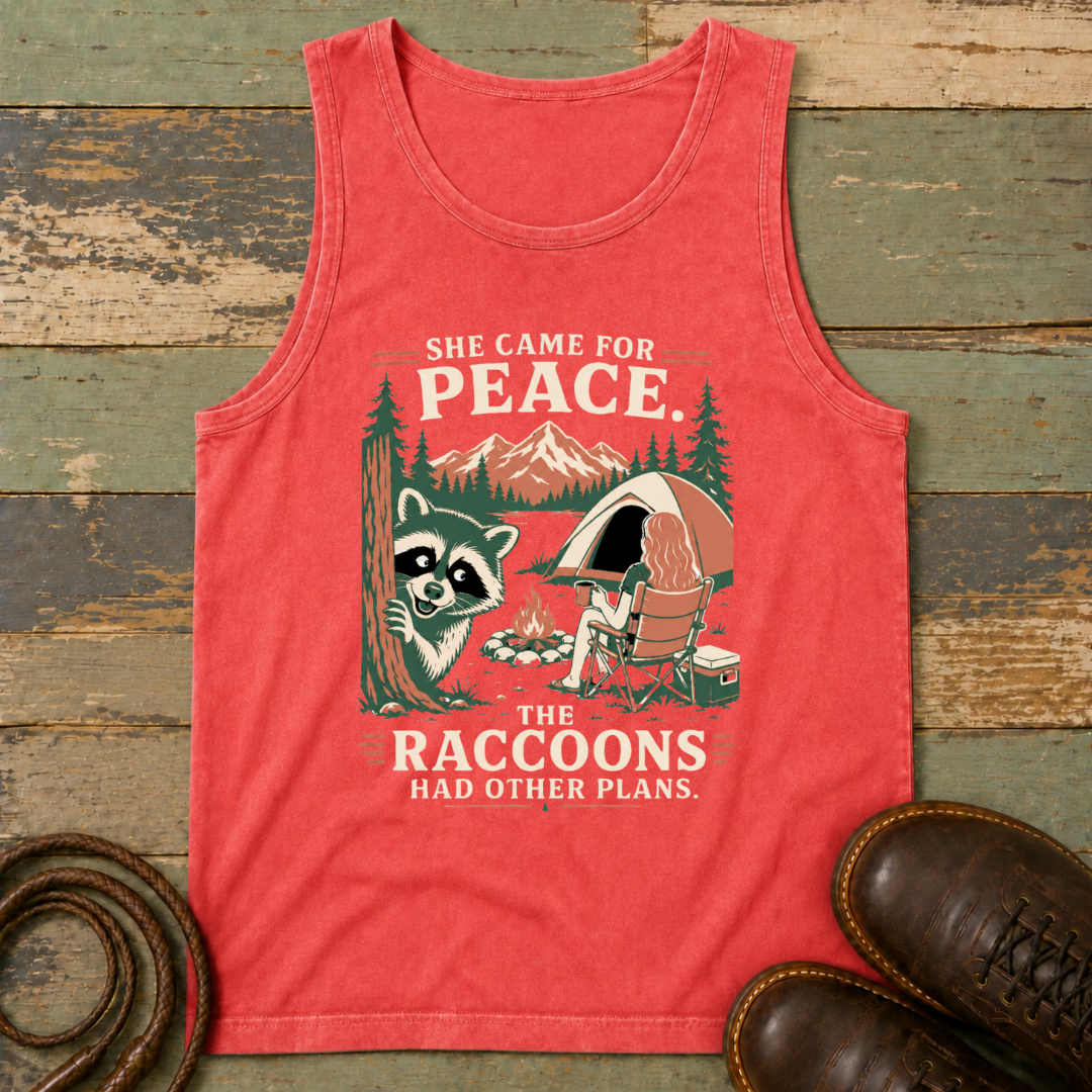 She Came for Peace. The Raccoons Had Other Plans — Tank Top