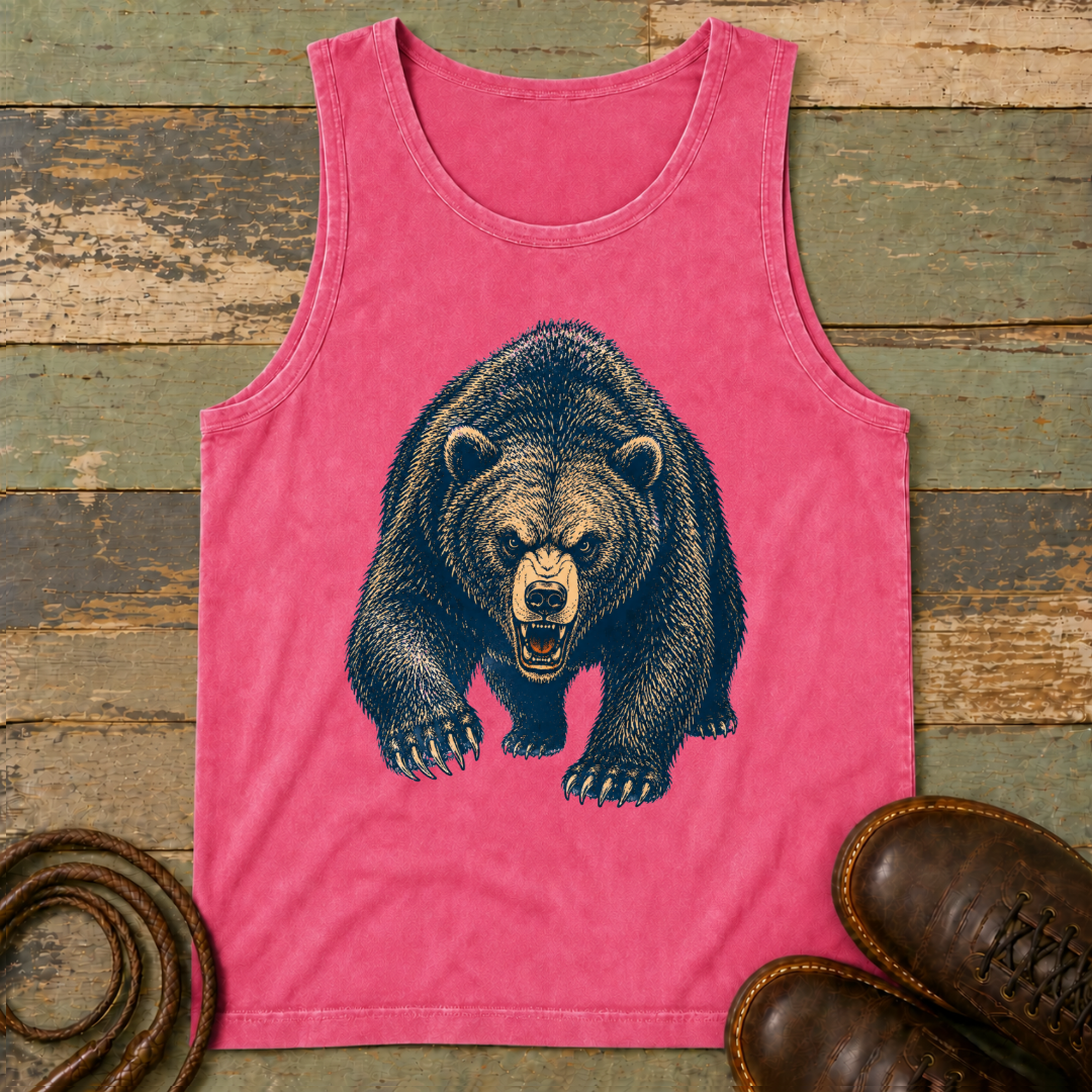 Angry Bear Charging — Tank Top