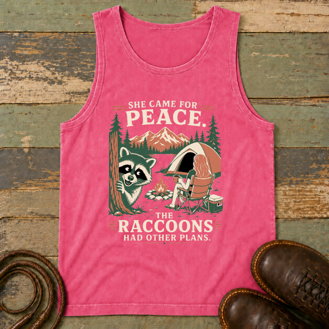 She Came for Peace. The Raccoons Had Other Plans — Tank Top