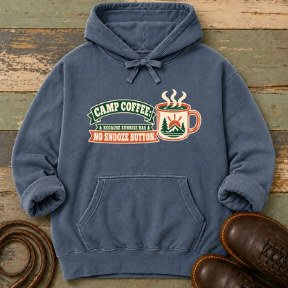Camp Coffee Because Sunrise Has No Snooze Button — Hoodie
