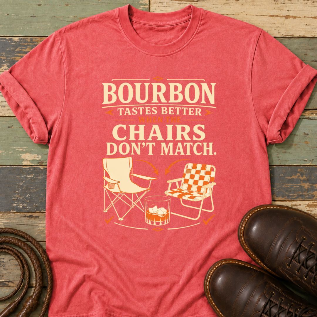 Bourbon Tastes Better When the Chairs Don't Match — T-Shirt