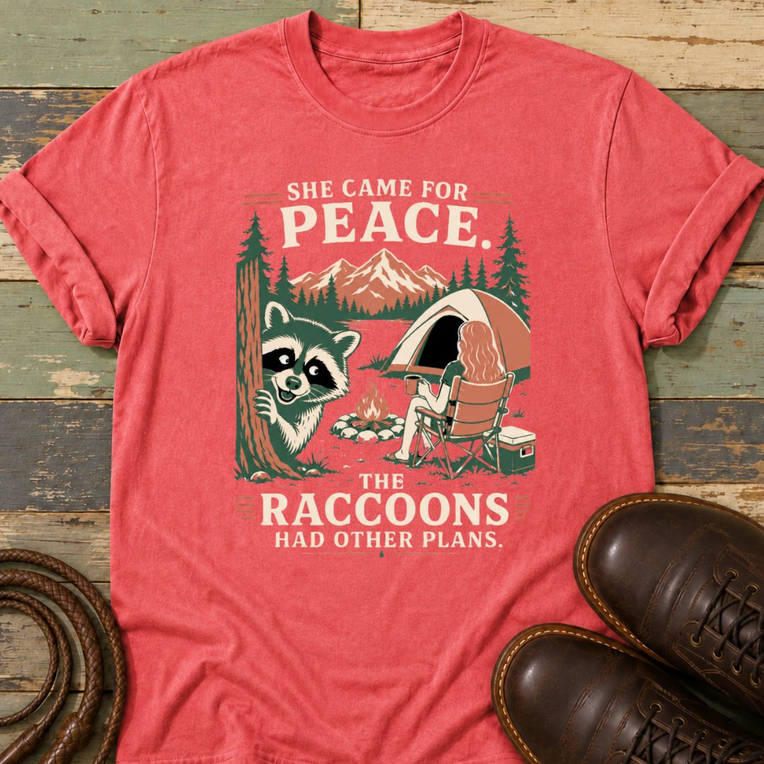 She Came for Peace. The Raccoons Had Other Plans — T-Shirt