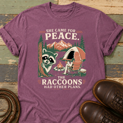 She Came for Peace. The Raccoons Had Other Plans — T-Shirt