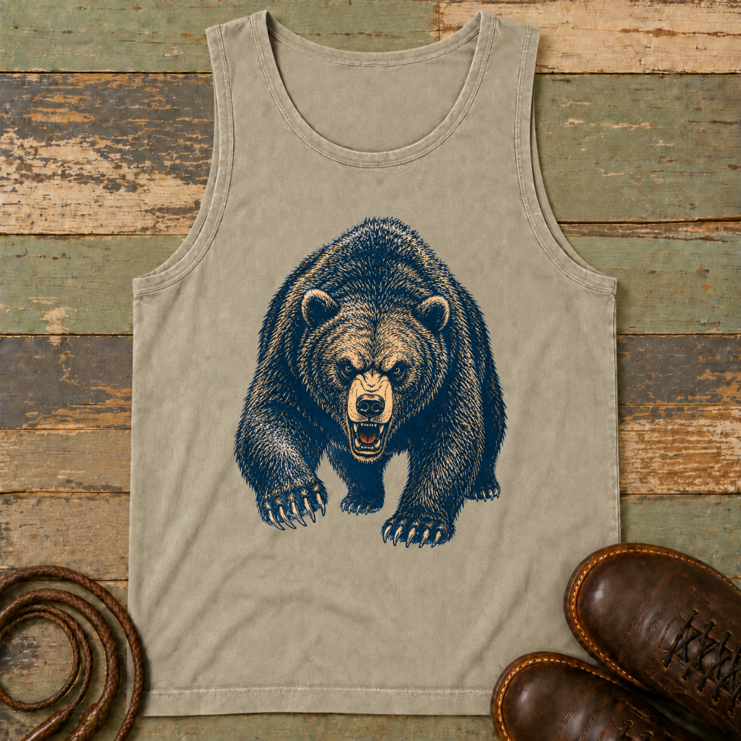 Angry Bear Charging — Tank Top