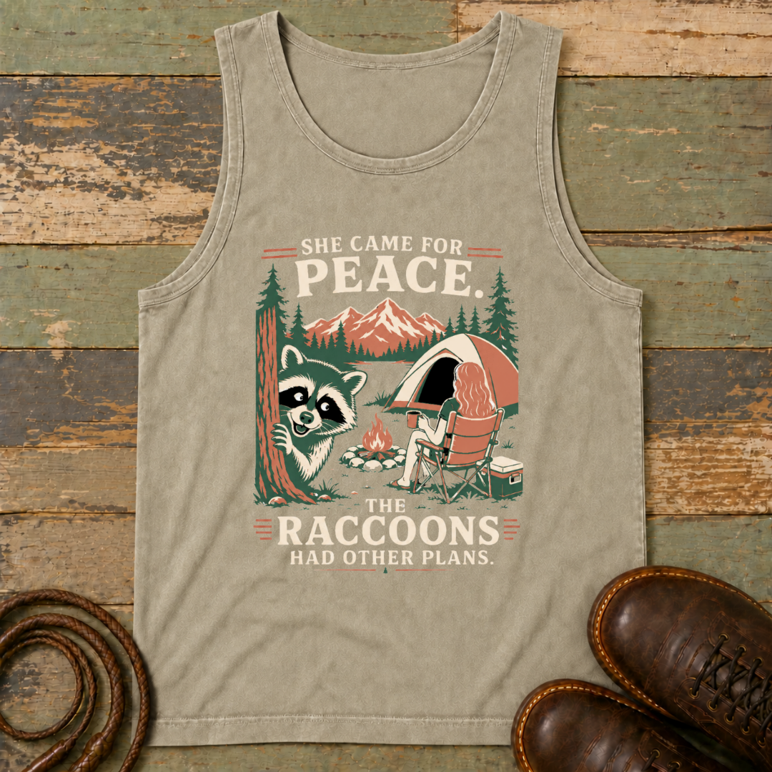 She Came for Peace. The Raccoons Had Other Plans — Tank Top