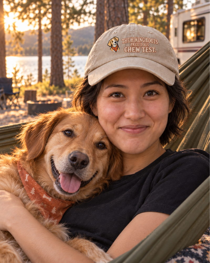 Hiker wearing the ‘Leave Only Footprints’ tee on a trail